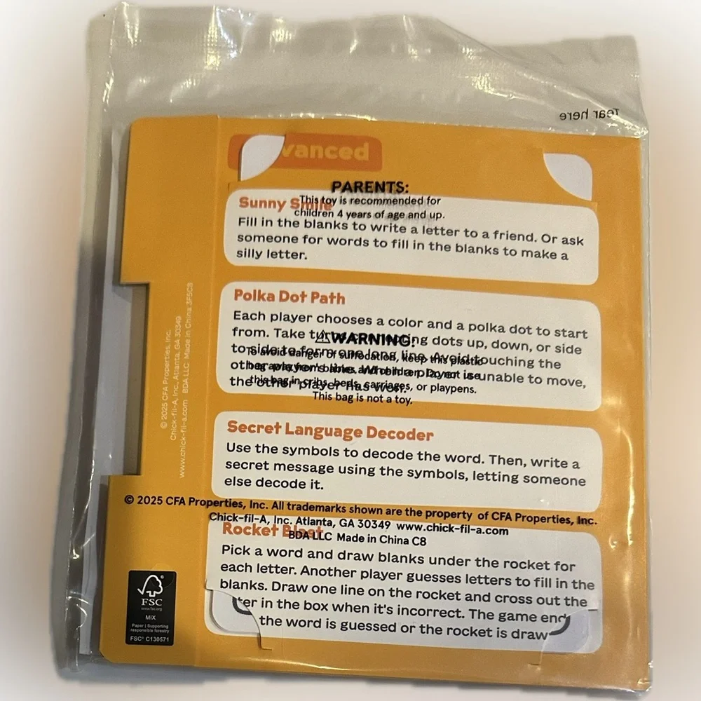 2025 CHICK FIL A GAMES IN A CASE YELLOW KIDS MEAL PROMO SEALED TRAVEL GO LEARN